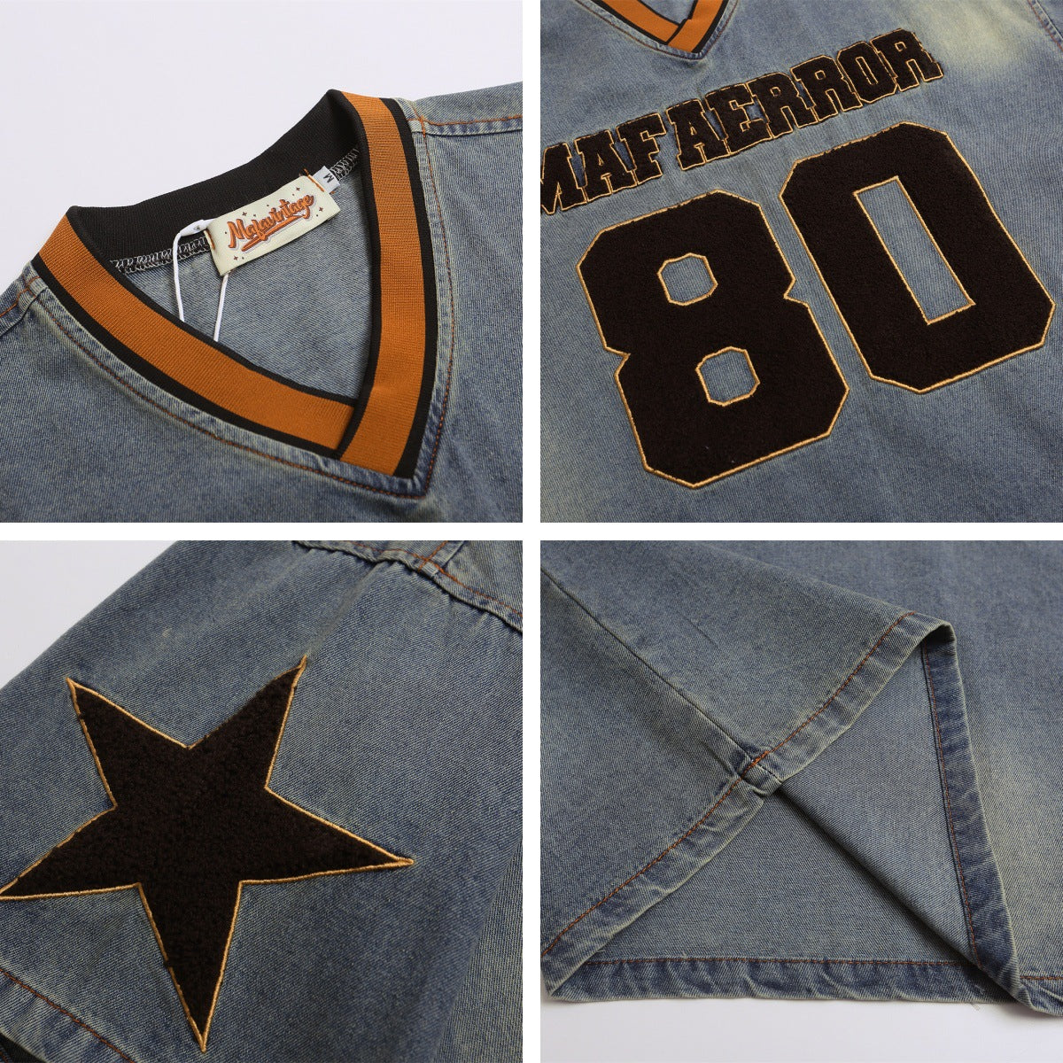YAVIORA Besticktes Denim-T-Shirt