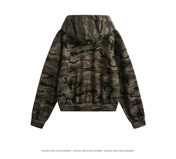 YAVIORA Camo Cropped Hoodie