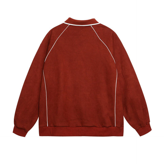 YAVIORA Letter Print Polo Sweatshirt