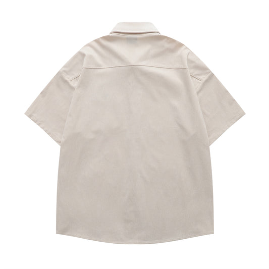 YAVIORA Cartoon Letter Corduroy Shirt