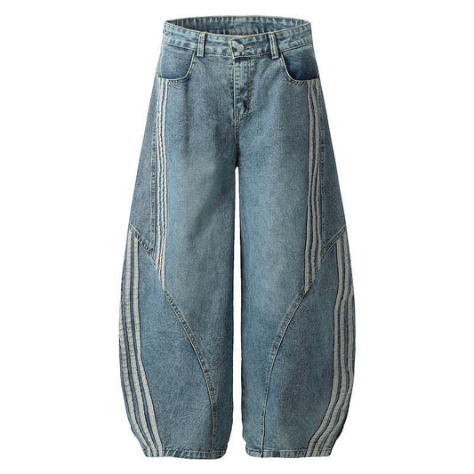 YAVIORA Striped Curved Jeans