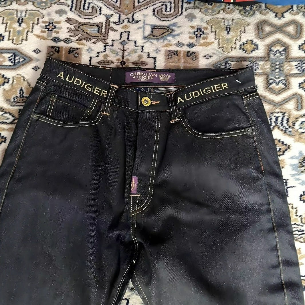 "Statue of Liberty" Distressed Loose-Fit High-Street Denim Jeans