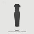 Yaviora Short-Sleeve Long Dress Slim Fit Bodycon Slit Skirt