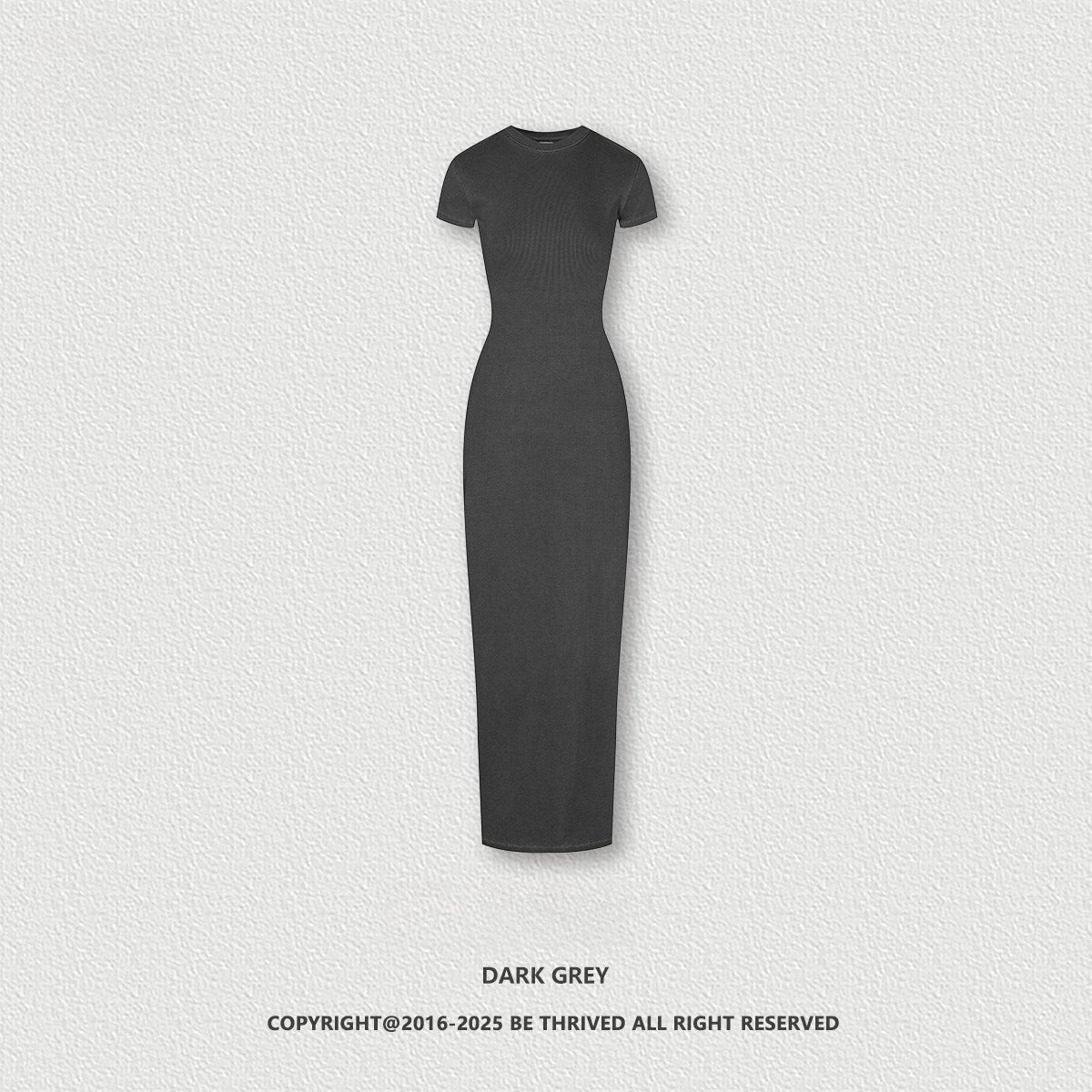 Yaviora Short-Sleeve Long Dress Slim Fit Bodycon Slit Skirt