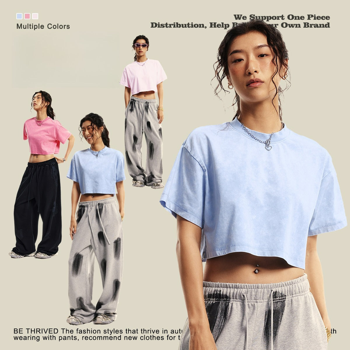 Yaviora Round Neck Crop Top Sexy Loose Short-Sleeve T-Shirt