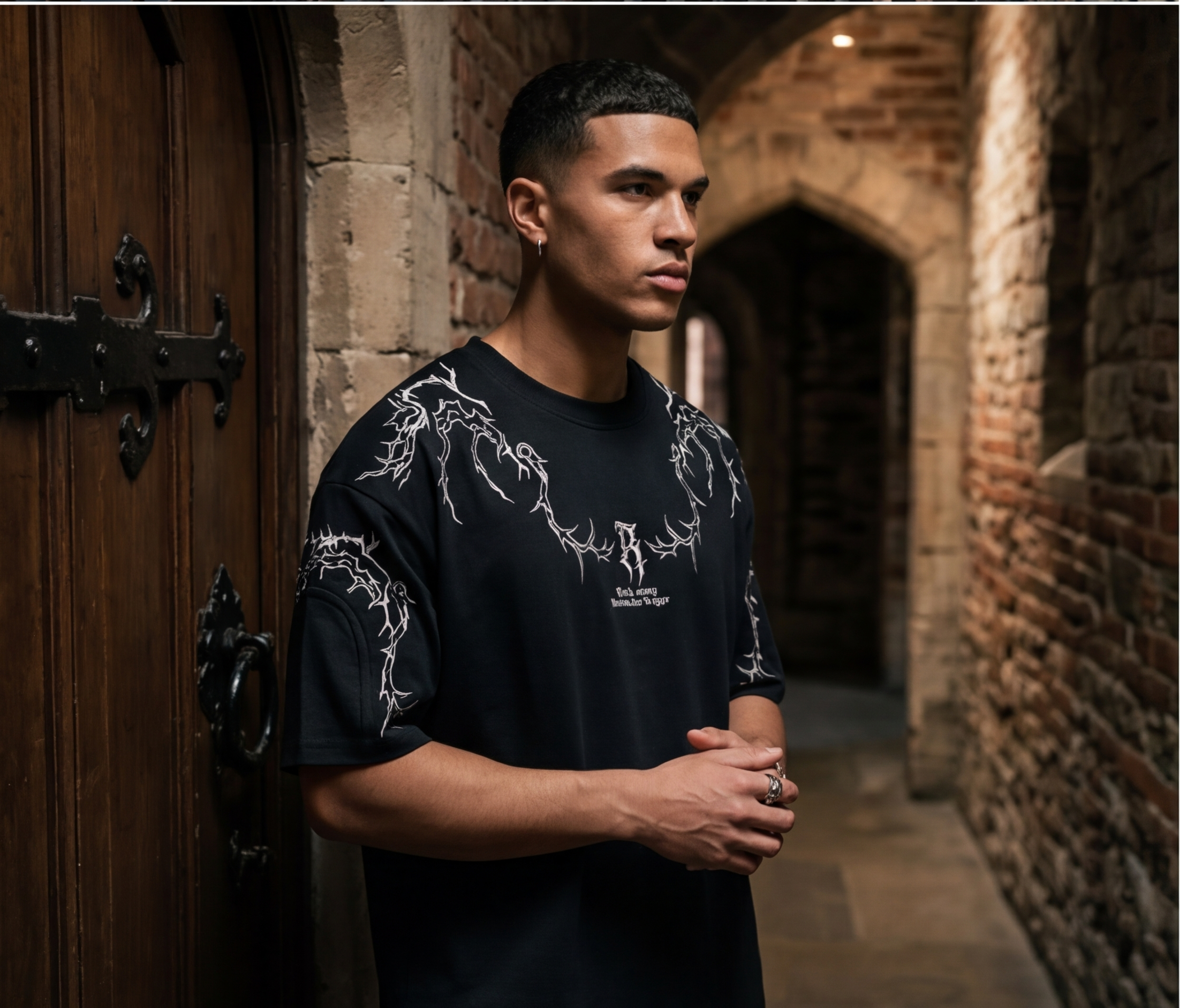 YAVIORA Suede Thorn Tee
