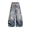 YAVIORA Star Print Fake Two-Piece Jeans