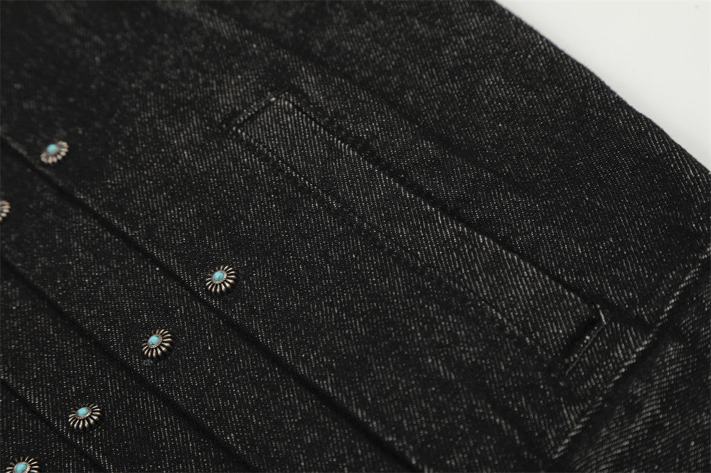YAVIORA Pleated Denim Jacket
