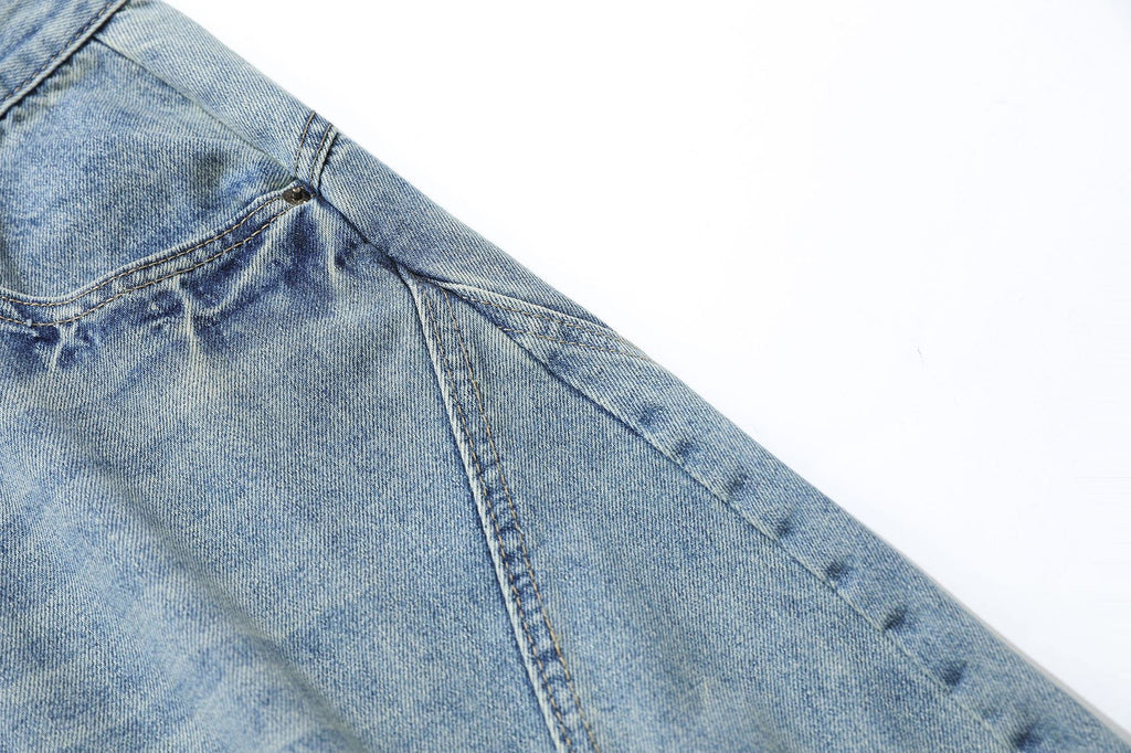 YAVIORA Vintage Washed Scimitar Fit Denim Shorts