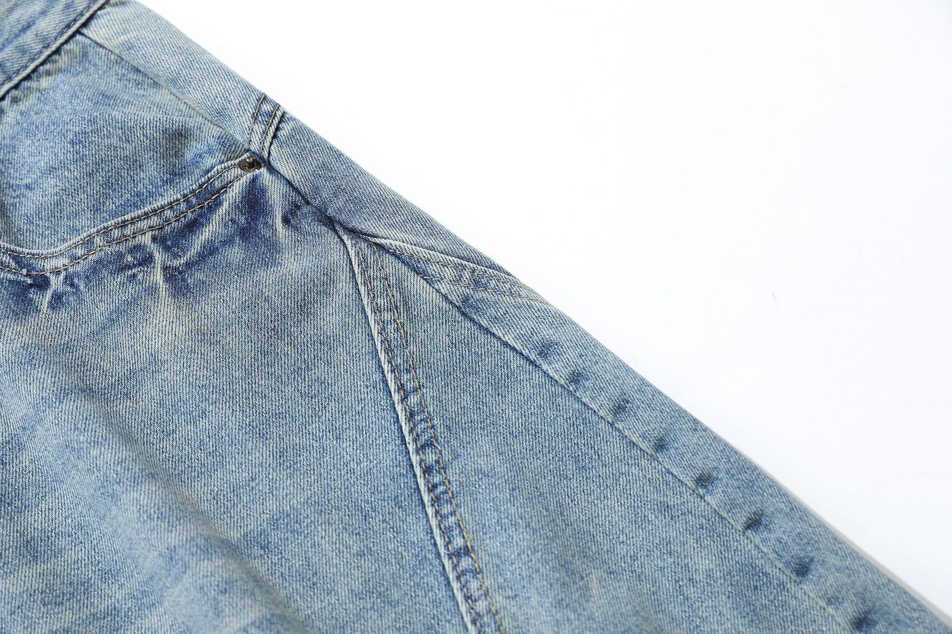 YAVIORA Vintage Washed Scimitar Fit Denim Shorts