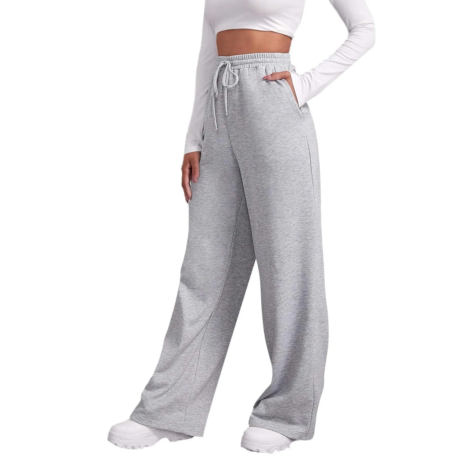 Y2K wide-leg loose-fit casual sweatpants.