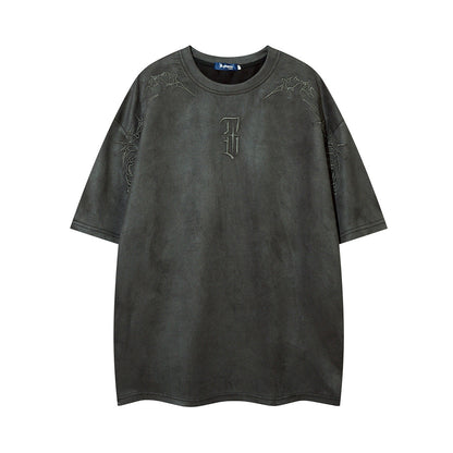 YAVIORA Besticktes Wildleder-T-Shirt