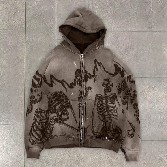 Unique Hand-Painted 3D Graffiti Print Hoodie