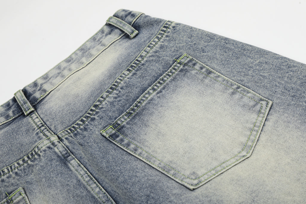 YAVIORA Rhinestone Wash Denim Shorts