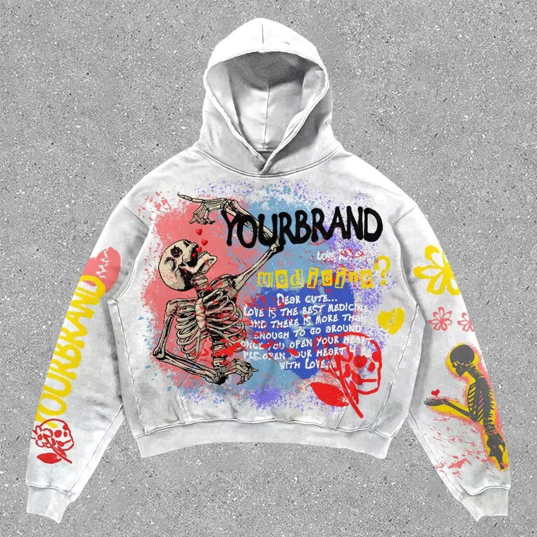 Unique Hand-Painted 3D Graffiti Print Hoodie