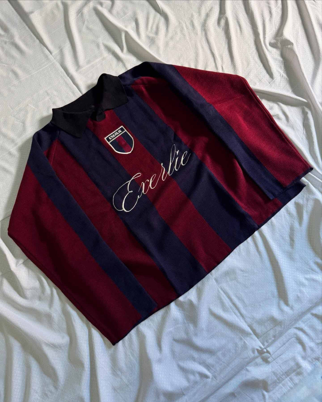 Oversized color-blocked knit sweater with letter embroidery