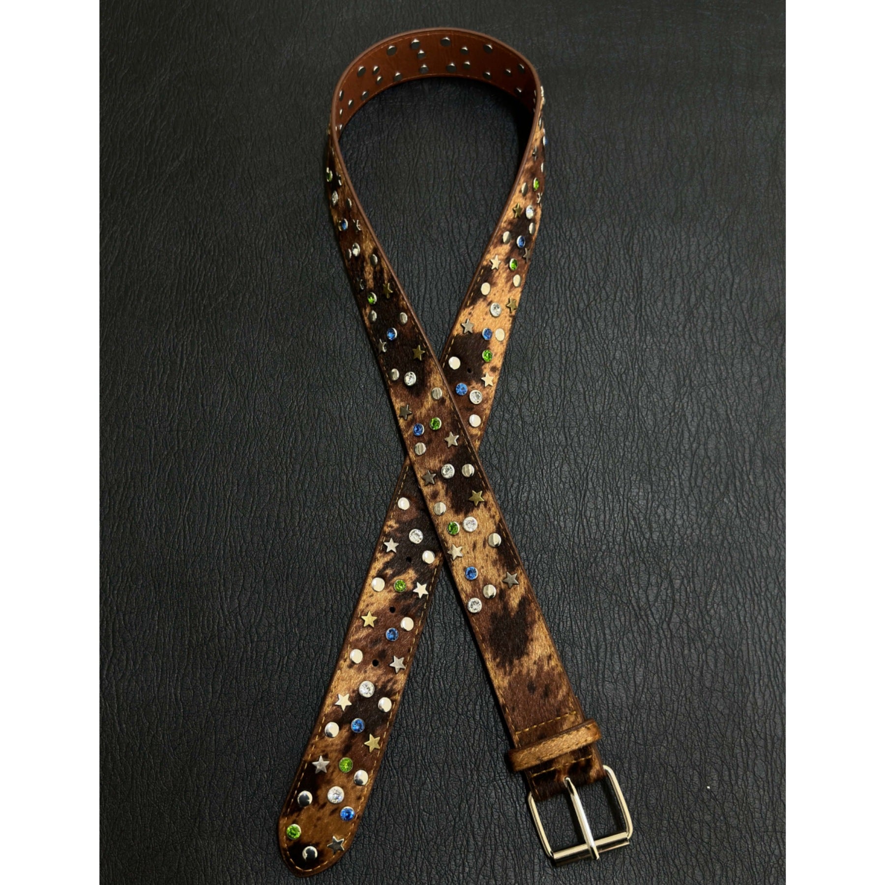 YAVIORA rhinestone studded horsehair belt