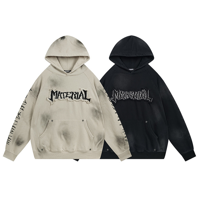 YAVIORA Wasteland Style Washed Embroidered Hoodie