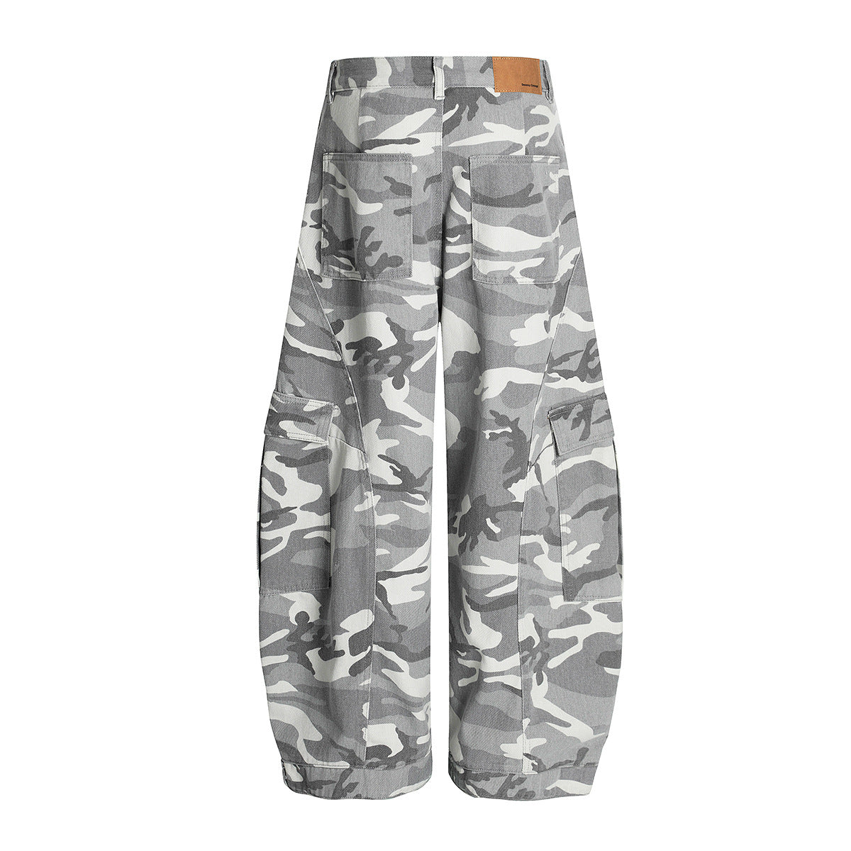 YAVIORA Gray and White Camouflage Cargo Pants
