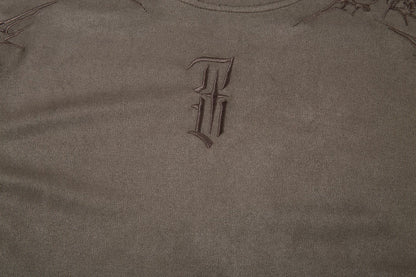 YAVIORA Besticktes Wildleder-T-Shirt