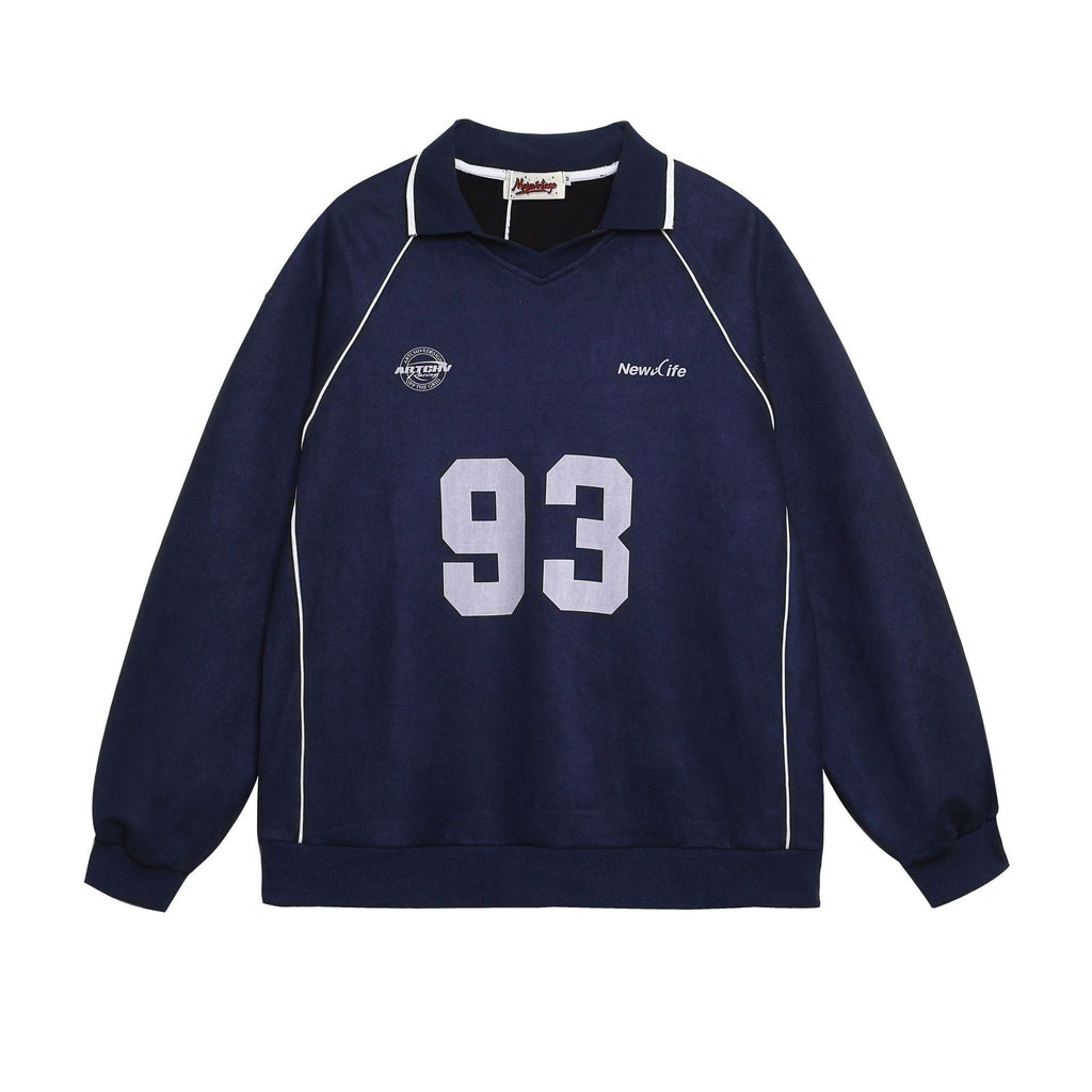 YAVIORA Letter Print Polo Sweatshirt
