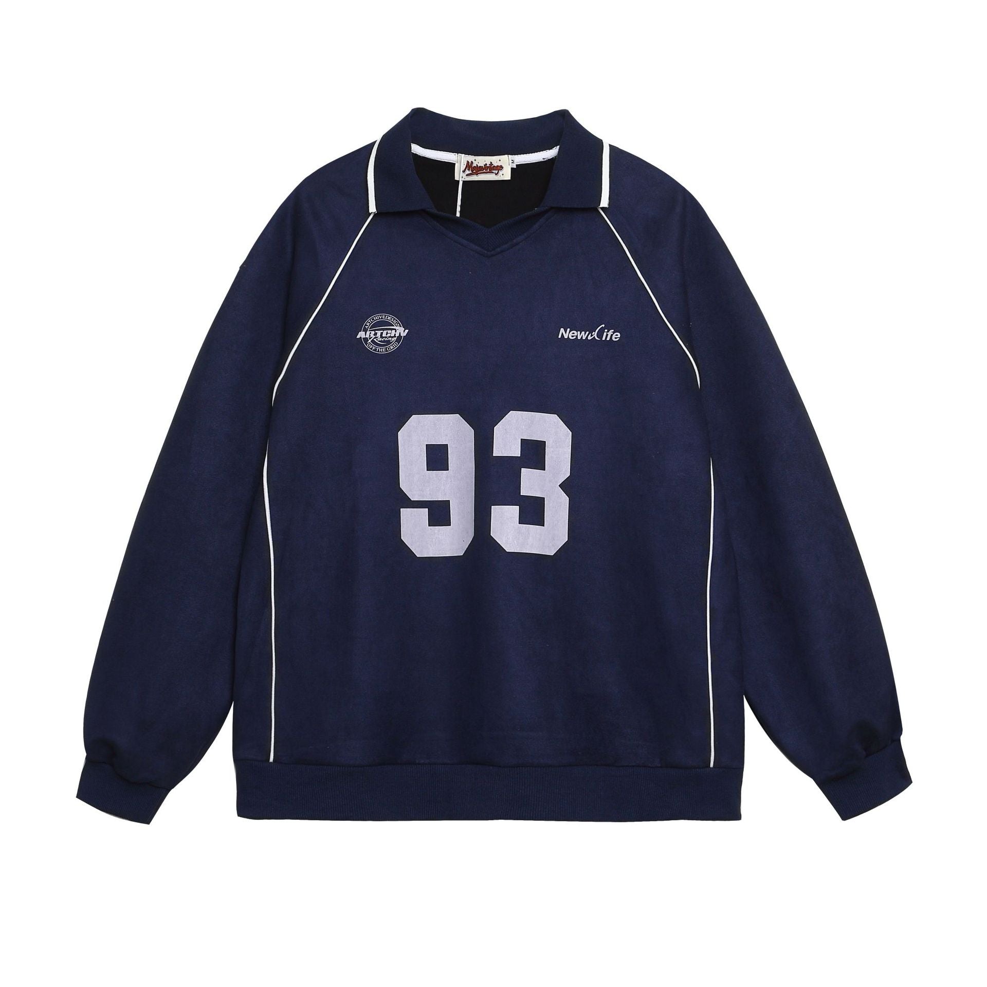 YAVIORA Letter Print Polo Sweatshirt