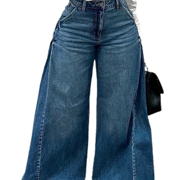 Y2K wide-leg jeans, patchwork flared pants