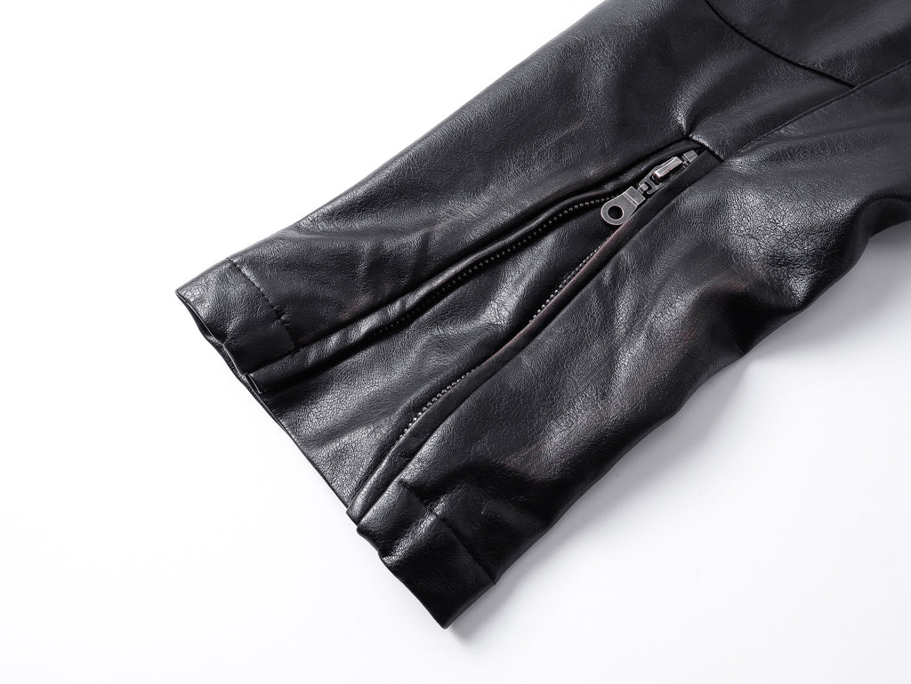 YAVIORA Riveted PU Leather Motorcycle Jacket