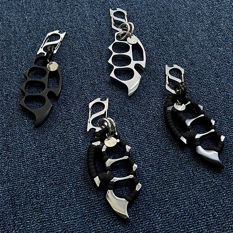 Stainless Steel Knuckle Duster Key Chain Pendant Accessory