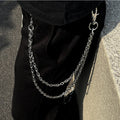 Silver Double Layer Pants Chain Punk Streetwear Wallet