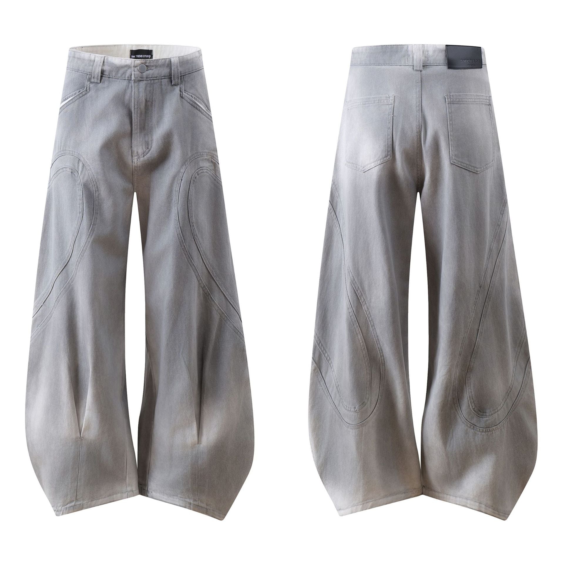YAVIORA Dirty Dye Deconstructed Design Scimitar Pants