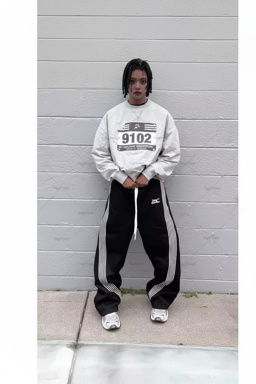 Y2K American style striped casual street hip-hop trousers