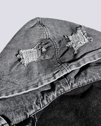 YAVIORA Kapuzenpullover aus Used-Denim