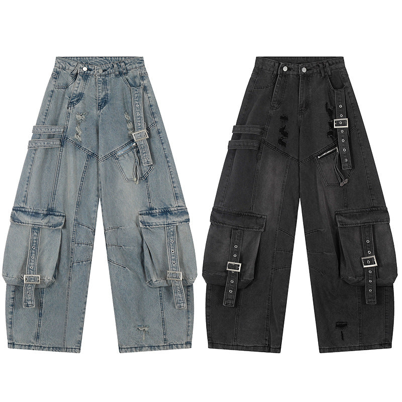 YAVIORA Distressed Utility Jeans