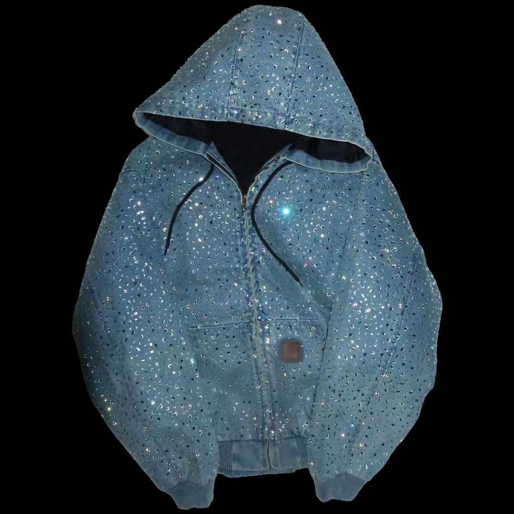 Y2K hip-hop heavy-duty rhinestone denim jacket