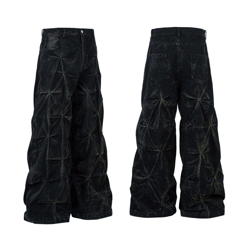YAVIORA Pleated Wide Jeans