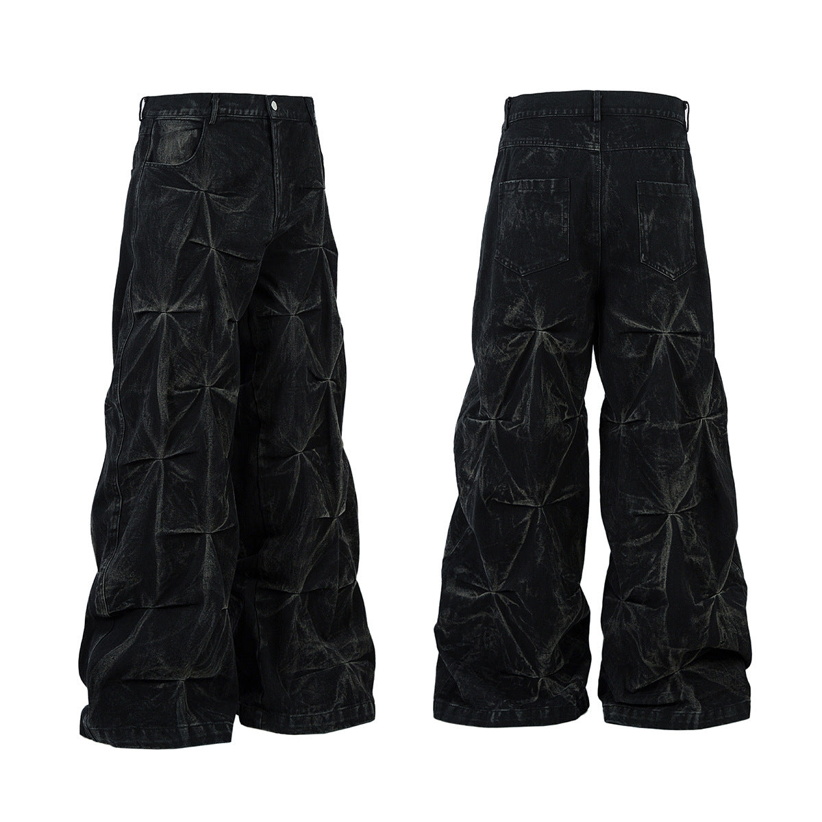 YAVIORA Weite Faltenjeans