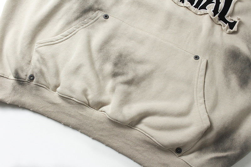 YAVIORA Wasteland Style Washed Embroidered Hoodie