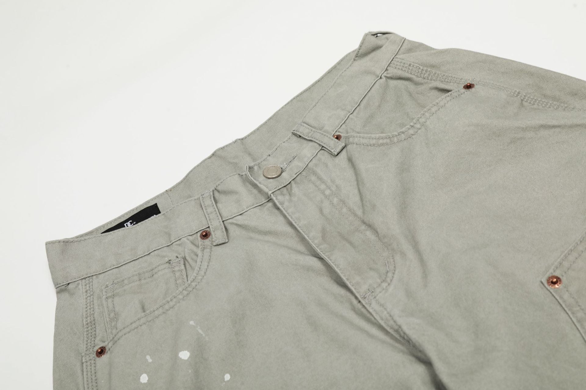 YAVIORA White Ink Print Wide Leg Carpenter Pants