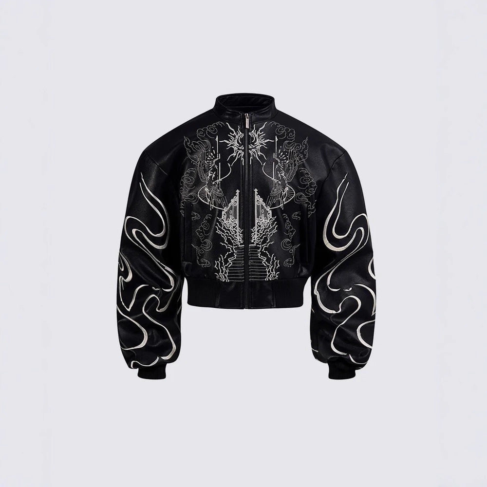 YAVIORA Lederjacke im Gothic-Stil