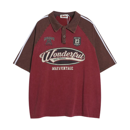 YAVIORA Suede Colorblock Polo Tee