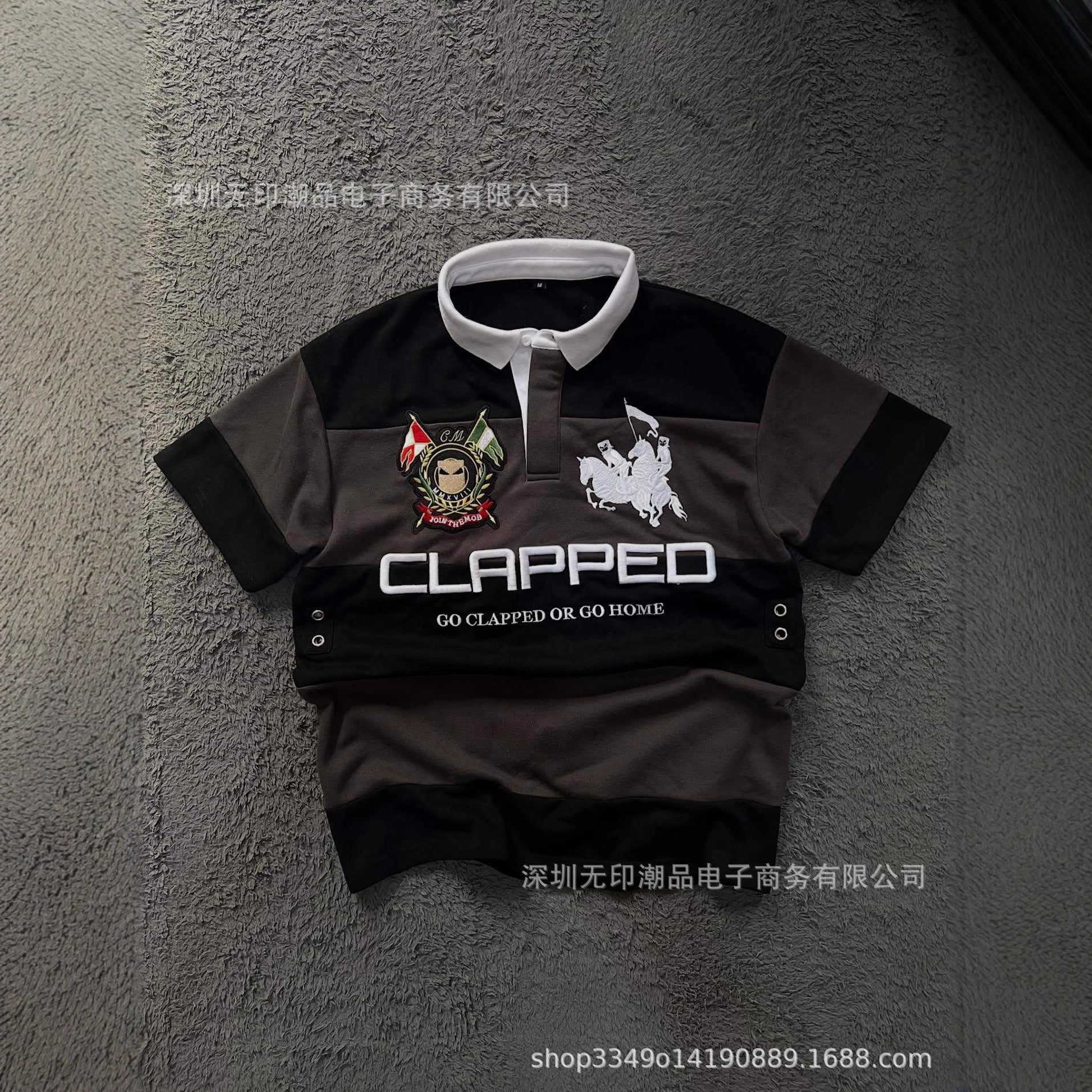 Polo Shirt Featuring 3D Embroidery and Appliqué "18" Patch