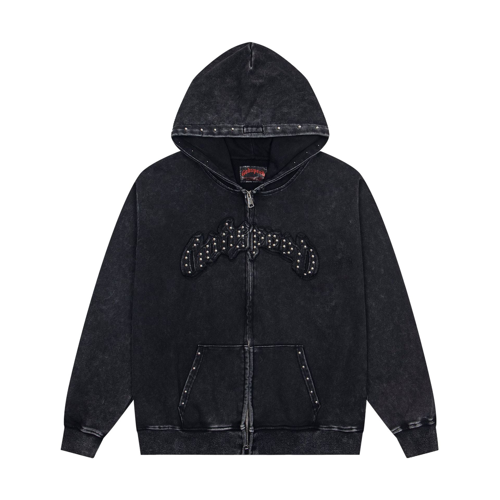 Vintage-Washed Pure Cotton Hip-Hop/Streetwear Hoodie with Print