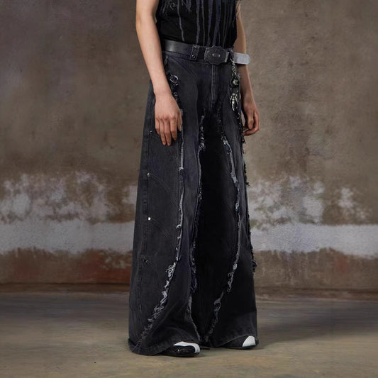 YAVIORA Studded Fringe Jeans