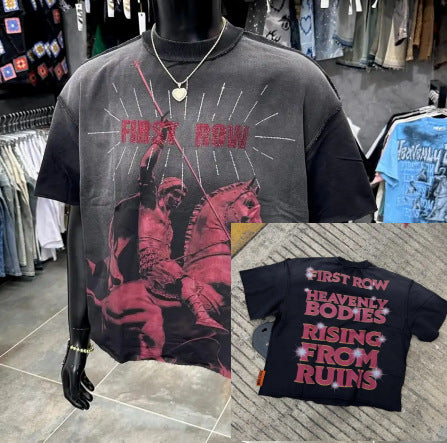 Y2K Greek statue print short-sleeved loose-fitting T-shirt