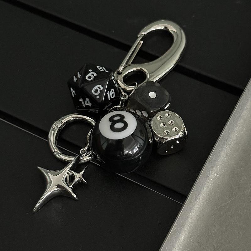 Yaviora Black 8 Dice String Handmade Bag Charm