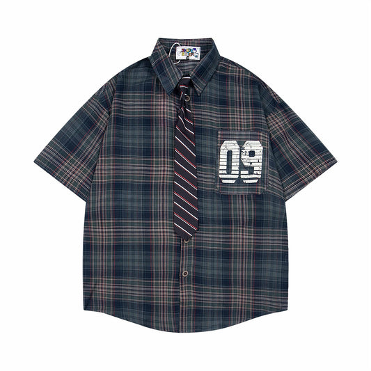 YAVIORA Plaid Tie Shirt
