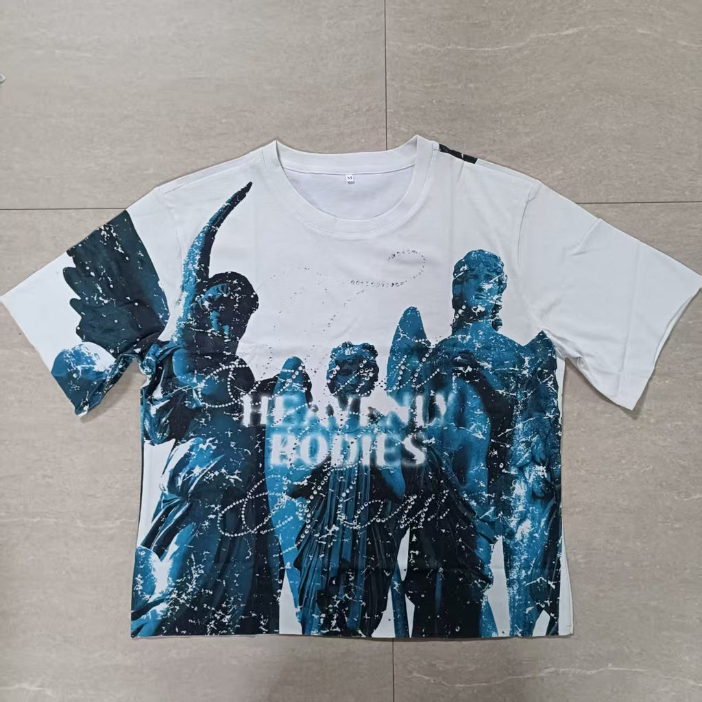 Y2K Greek statue print short-sleeved loose-fitting T-shirt