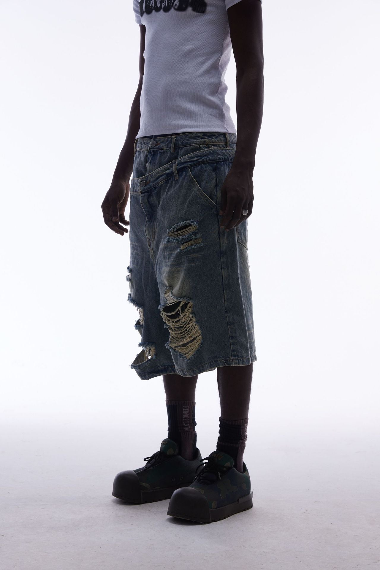 YAVIORA Ripped and Distressed Denim Shorts
