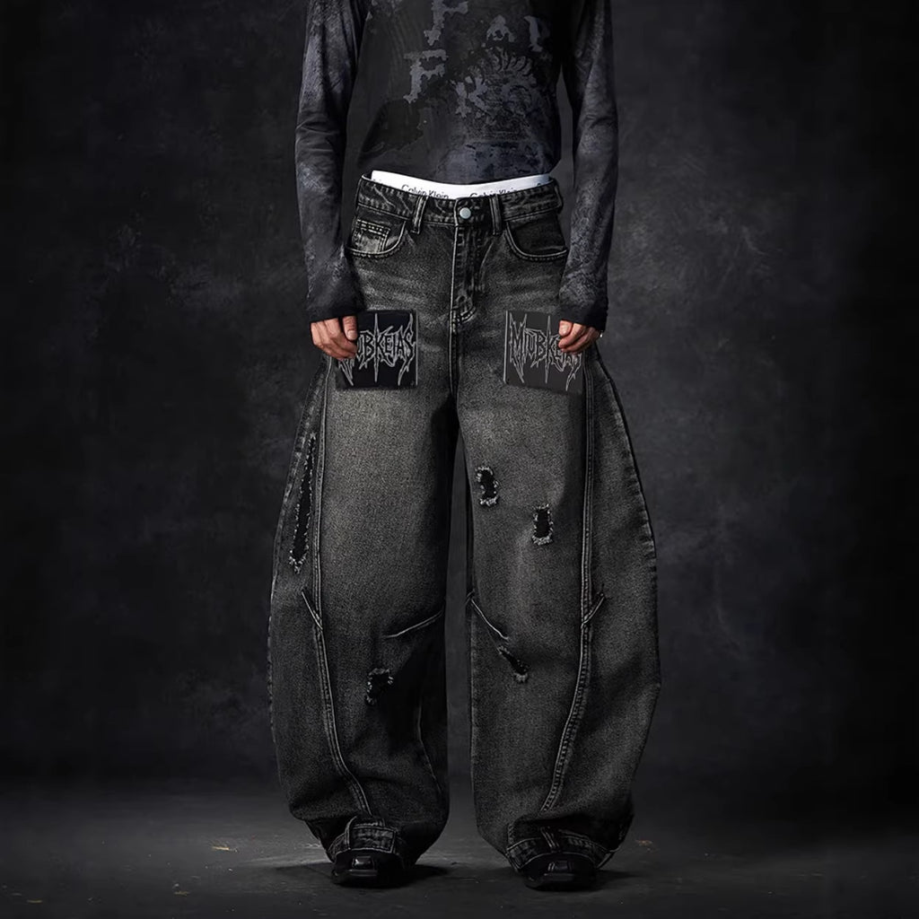 YAVIORA Distressed Wasteland Chain Detail Pants